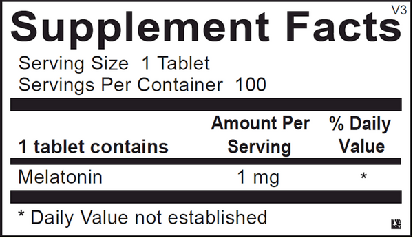 Melatonin Supplement Facts Label