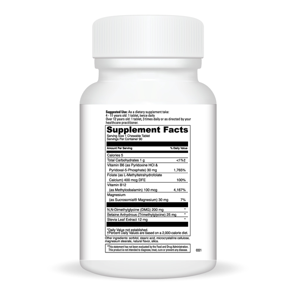Focus Chewable Supplement Facts Label