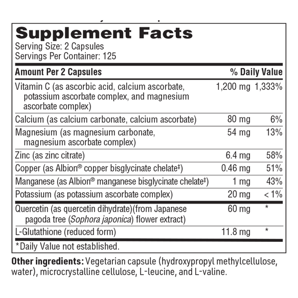 Multi-Element Buffered C Supplement Facts Label