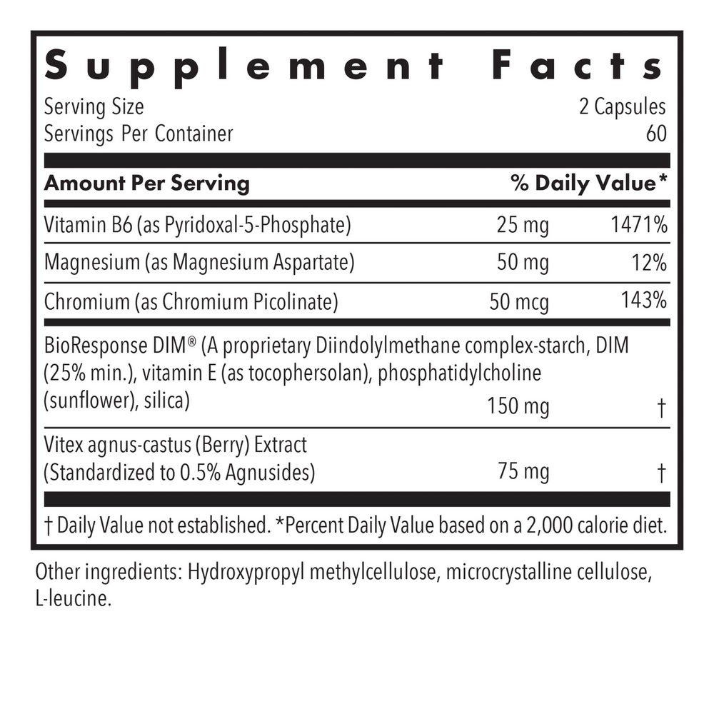 DIM Vitex Supplement Facts Label