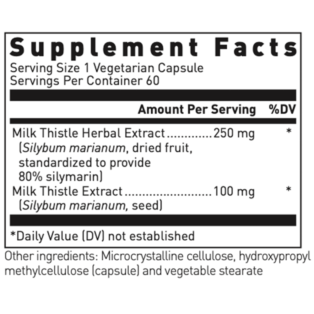 Milk Thistle Max-V Supplement Facts Label