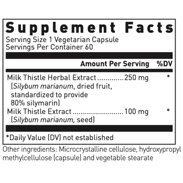 Milk Thistle Max-V Supplement Facts Label
