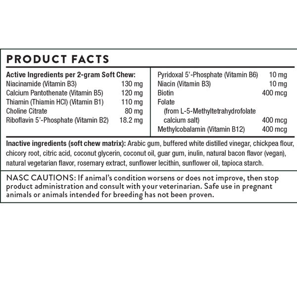 B ComplexVET Supplement Facts Label