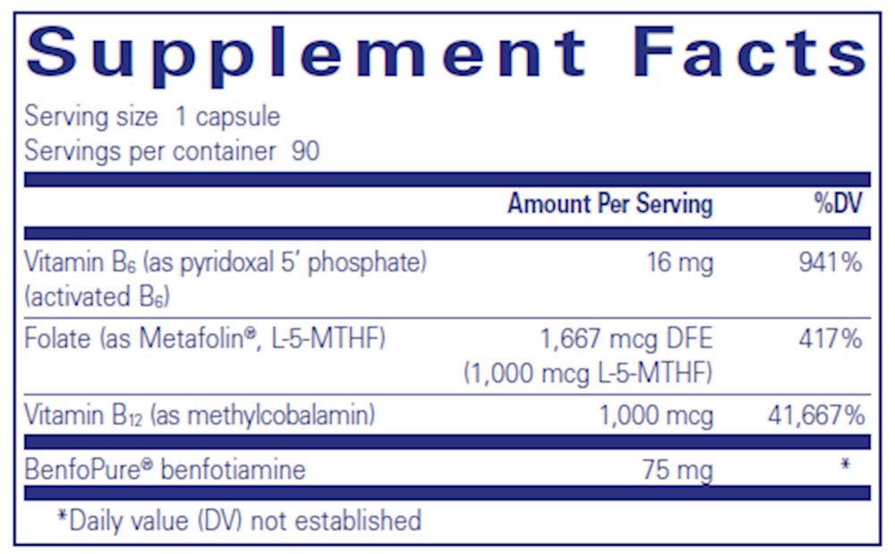 MethylAssist Supplement Facts Label