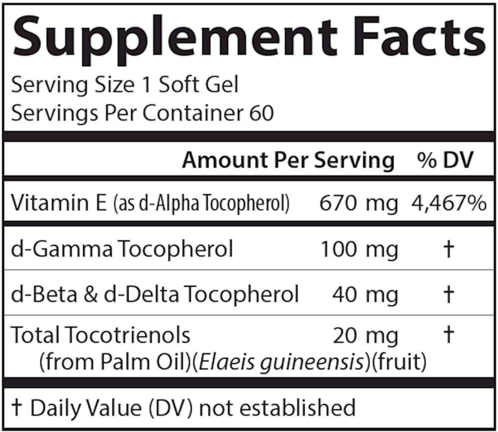 E-Gems Elite 670 mg Supplement Facts Label