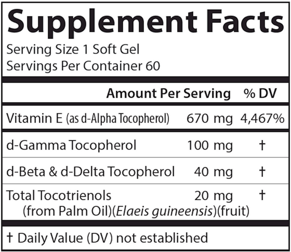E-Gems Elite 670 mg Supplement Facts Label