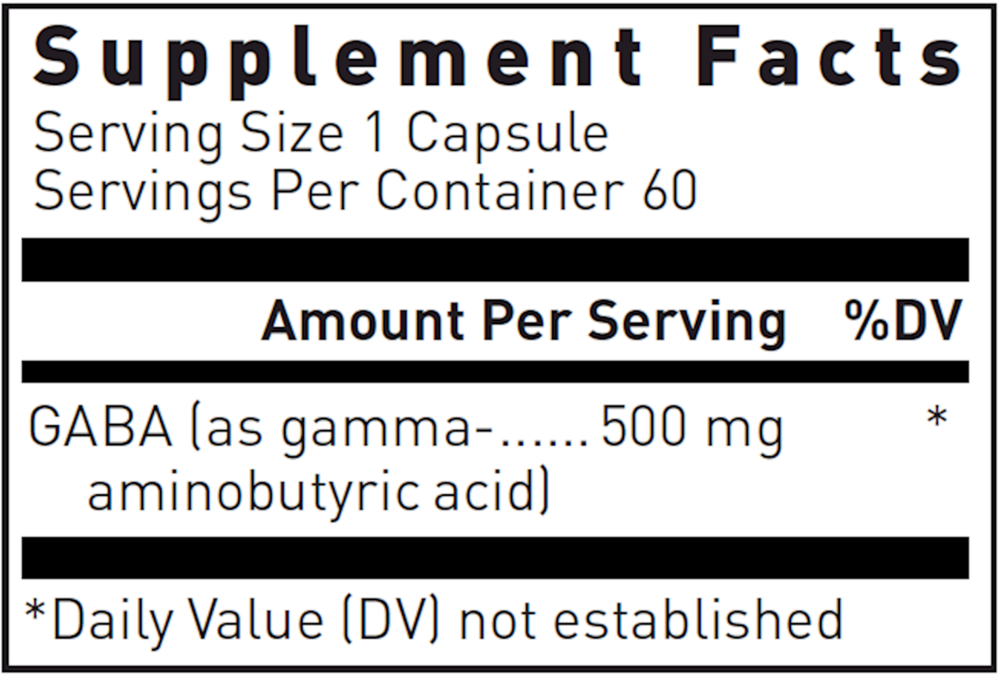 GABA Supplement Facts Label