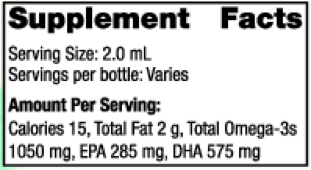 Baby's DHA Vegetarian Supplement Facts Label