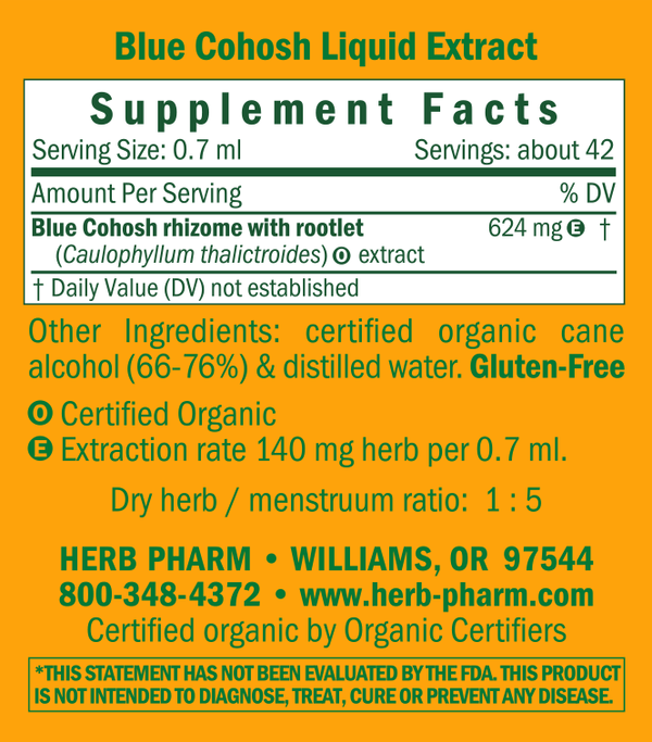 Blue Cohosh Supplement Facts Label