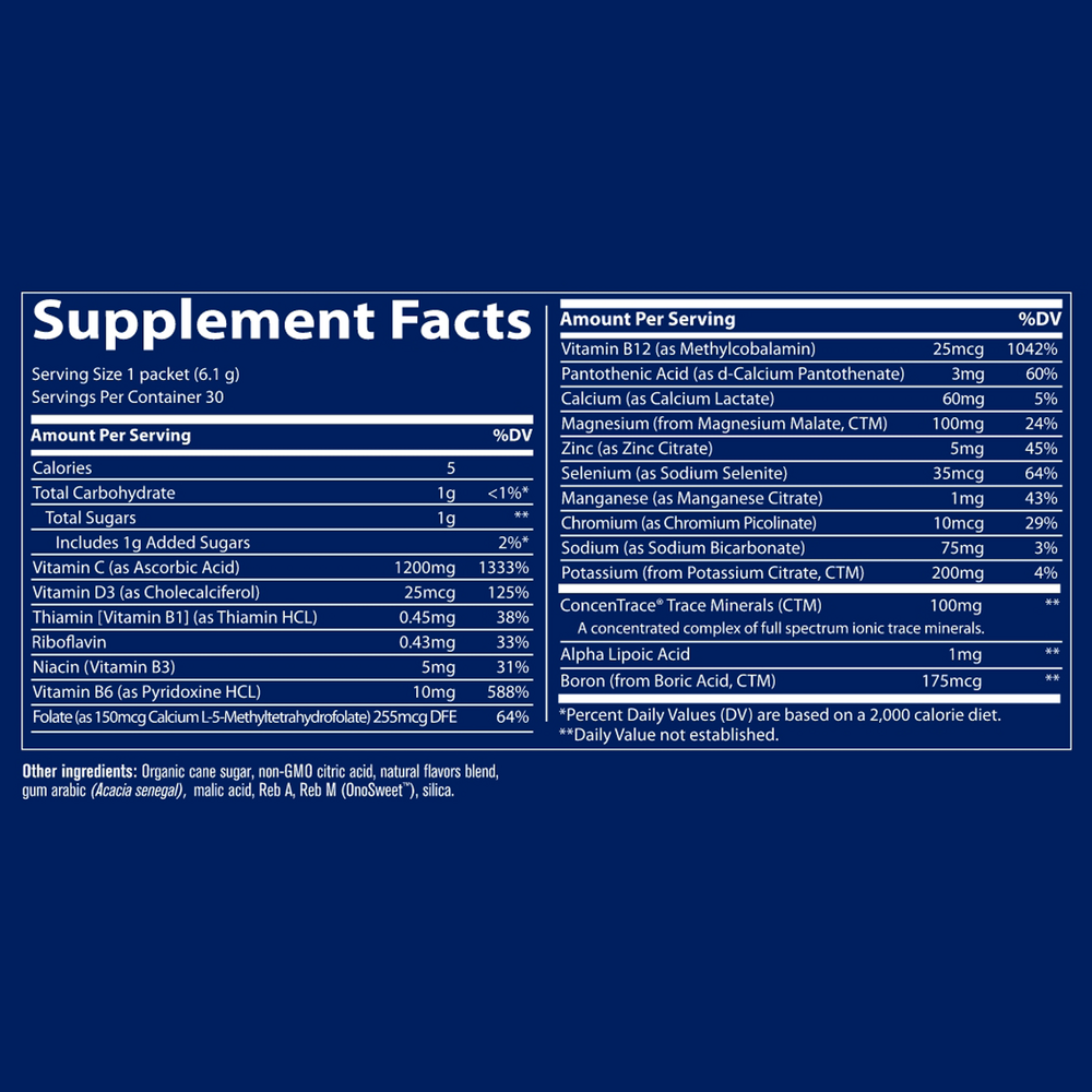Power Pak Lemon Lime Supplement Facts Label