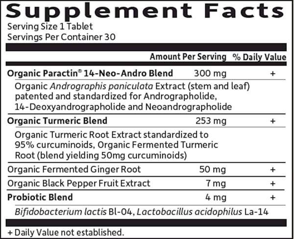BACKORDER ONLY - Organics Turmeric Pain Relief Supplement Facts Label
