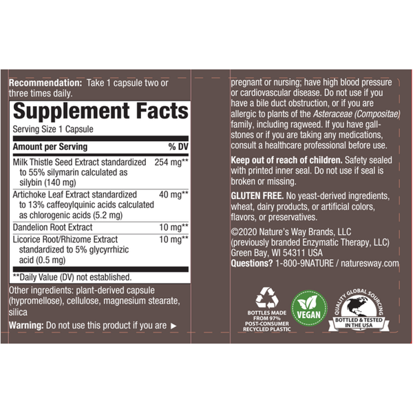 Super Milk Thistle Supplement Facts Label