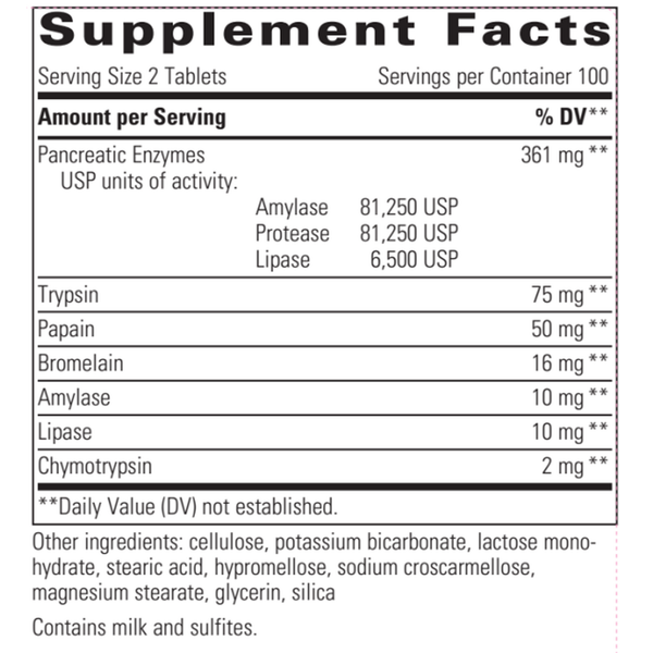 Bio-Zyme Supplement Facts Label