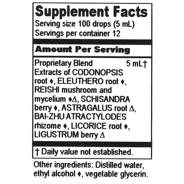 Immune Adapt Liquid Supplement Facts Label