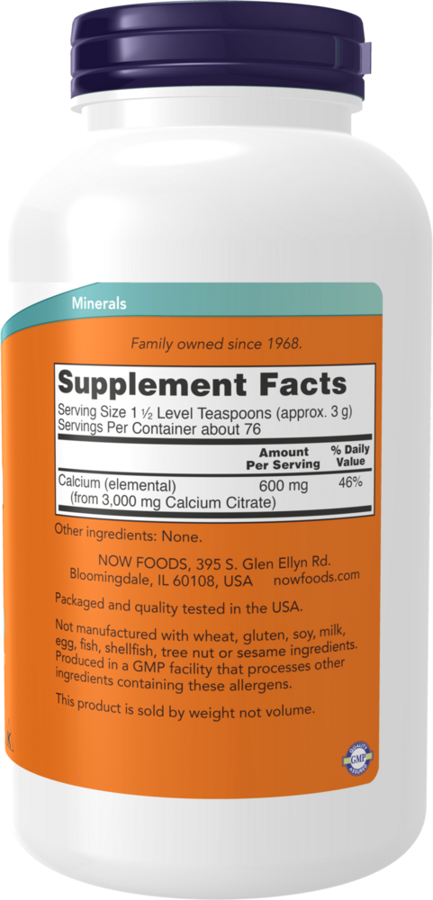 Calcium Citrate Powder Supplement Facts Label