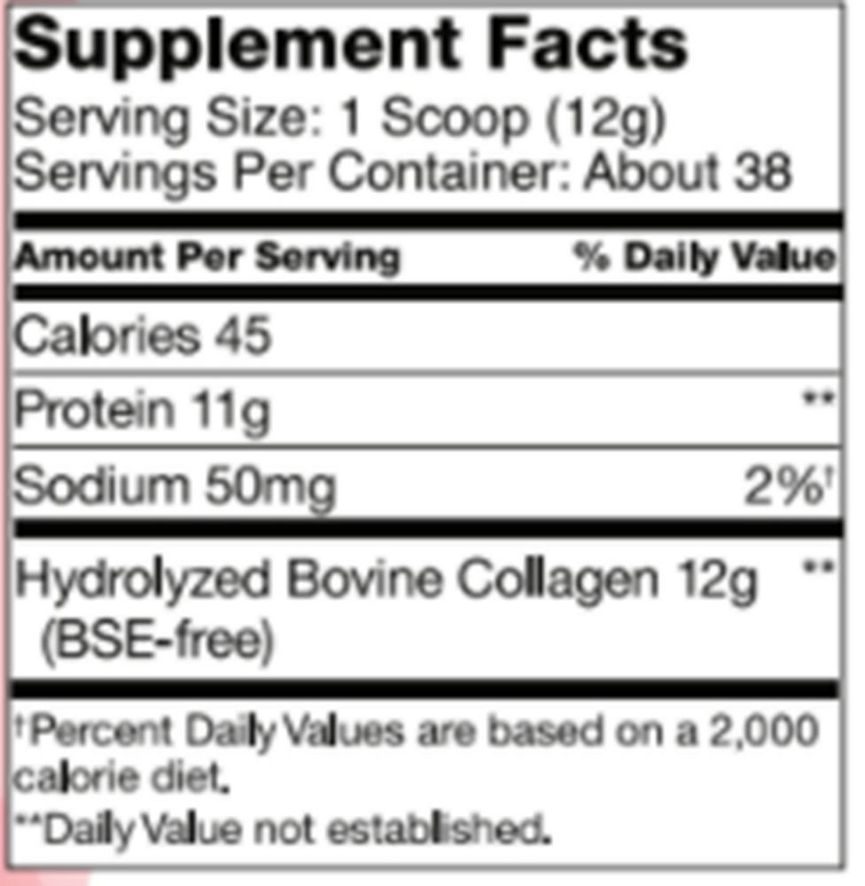 Collagen Hydrolysate Container Supplement Facts Label