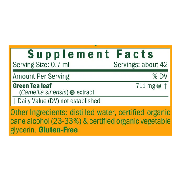Green Tea Supplement Facts Label