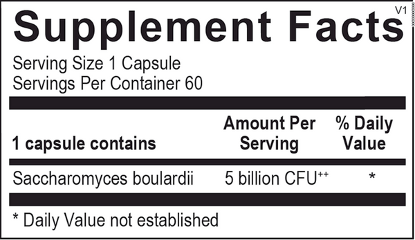 Saccharomyces boulardii Supplement Facts Label