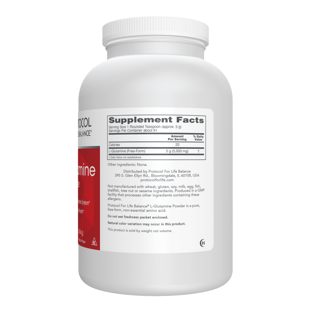 L-Glutamine Powder Supplement Facts Label