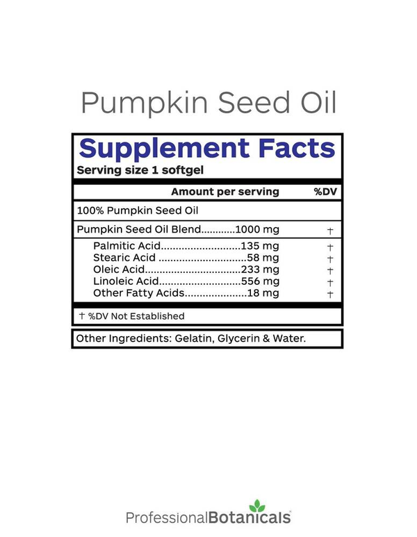 Pumpkin Seed Oil Supplement Facts Label