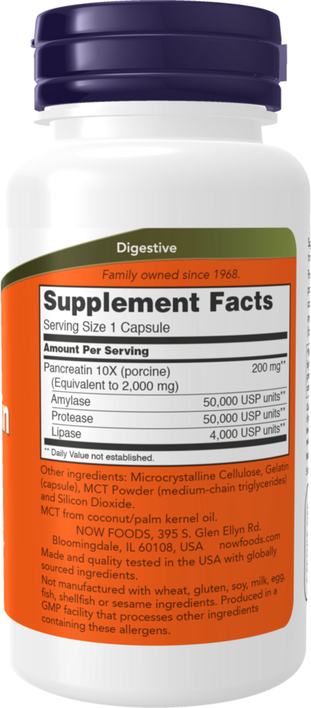 Pancreatin 2000 Supplement Facts Label
