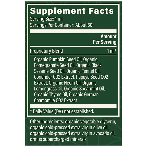 Microsomal Paratrex I Supplement Facts Label