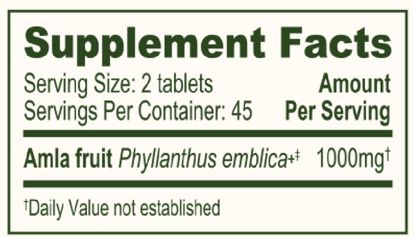 Amla Supplement Facts Label