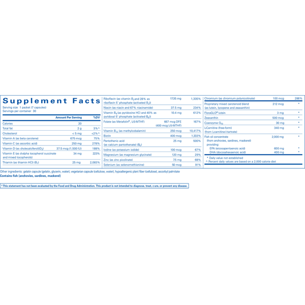 Energize Plus Pure Pack Supplement Facts Label