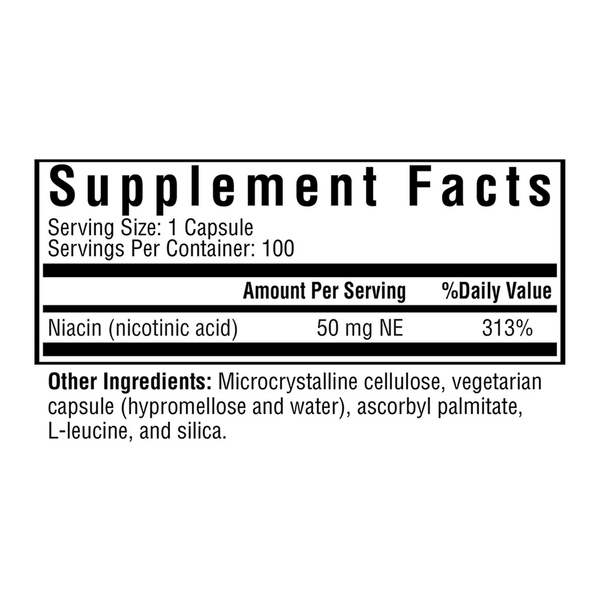 Niacin Supplement Facts Label