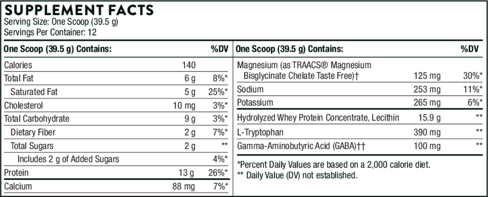 RecoveryPro Chocolate Supplement Facts Label