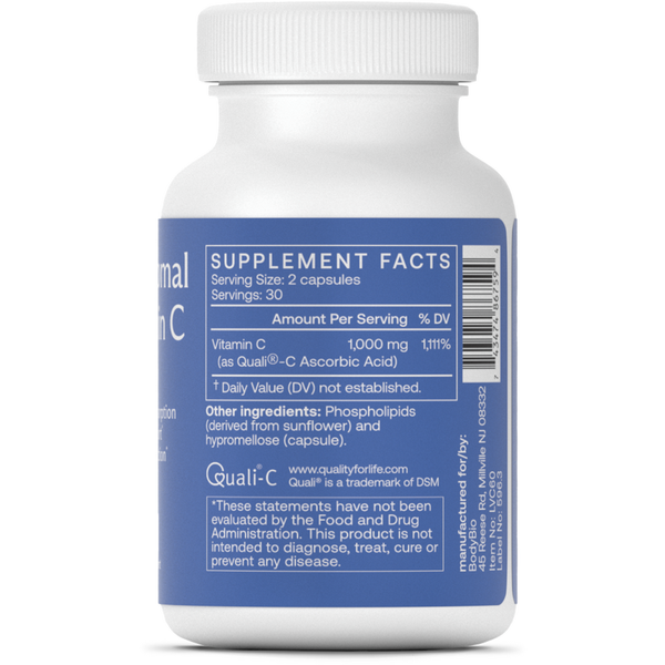 Liposomal Vitamin C Supplement Facts Label