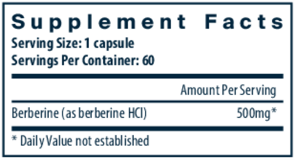 Berberine 500 mg Supplement Facts Label