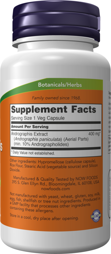 BACKORDER ONLY - Andrographis Extract Supplement Facts Label
