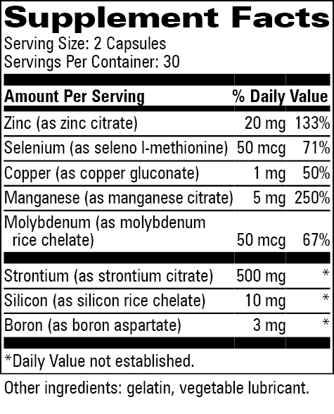 Osteo-Mins AM Supplement Facts Label
