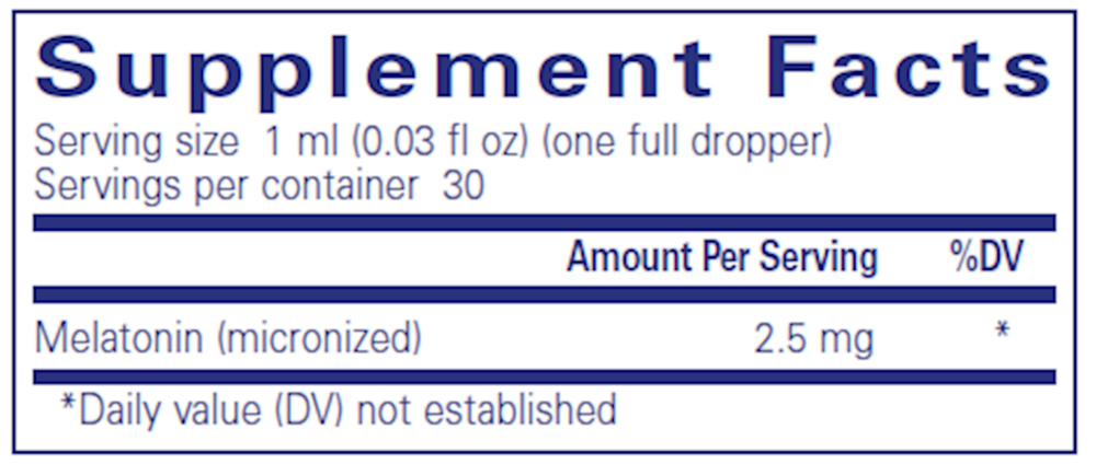 Melatonin Liquid 30 ml Supplement Facts Label
