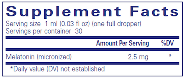 Melatonin Liquid 30 ml Supplement Facts Label