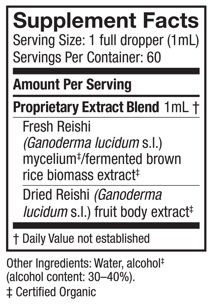 Reishi Extract Supplement Facts Label