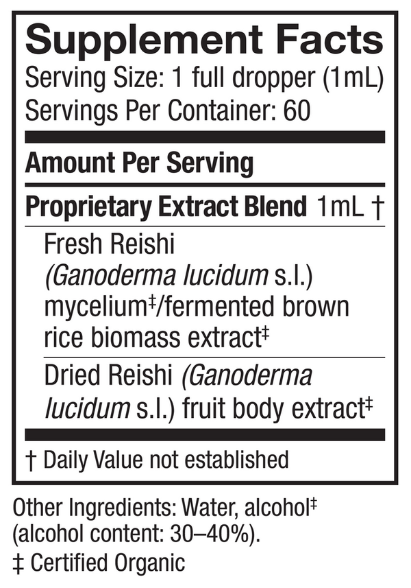 Reishi Extract Supplement Facts Label