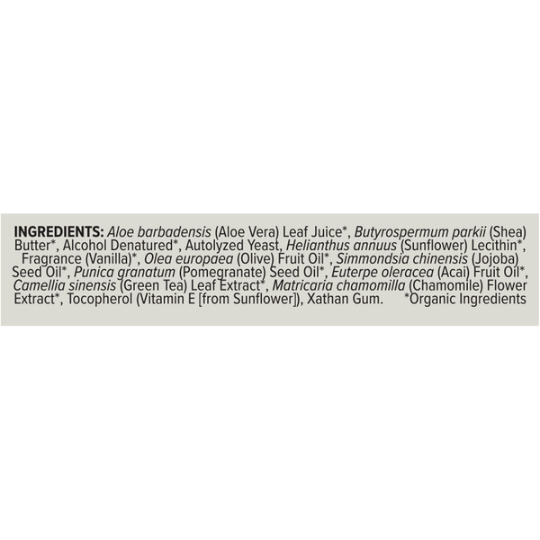 Ola Botanicals Eye & Line Cream Supplement Facts Label
