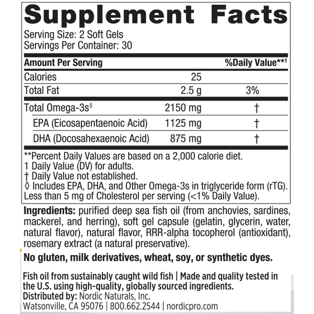 ProOmega 2000 Soft Gels Supplement Facts Label
