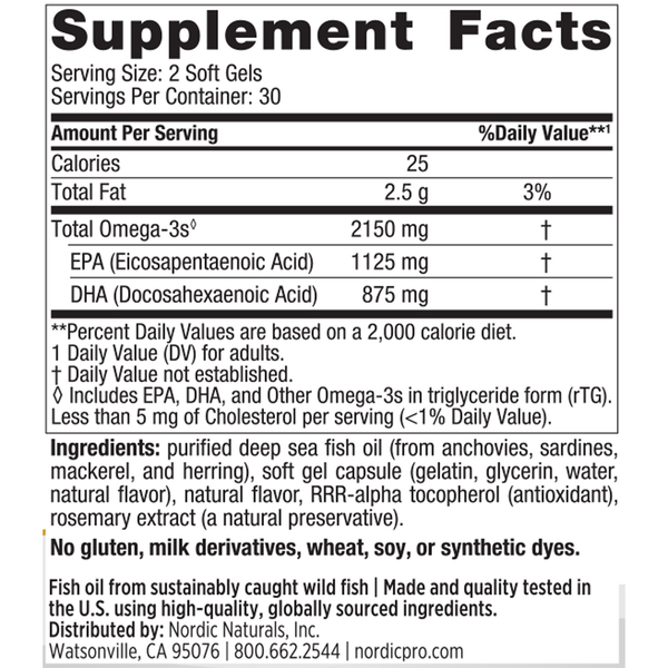ProOmega 2000 Soft Gels Supplement Facts Label
