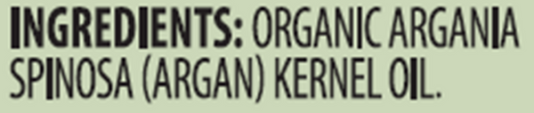 Argan Oil Organic Supplement Facts Label