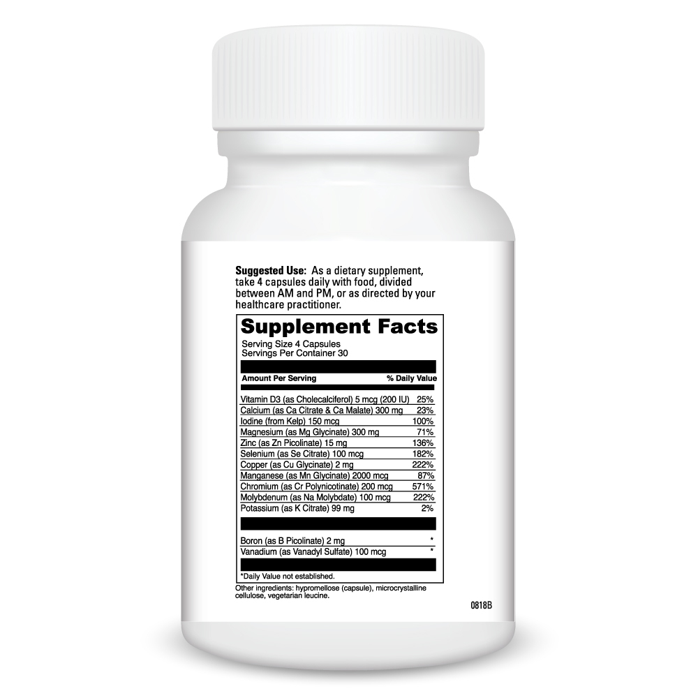 Multi Mineral Complex With D3 Supplement Facts Label