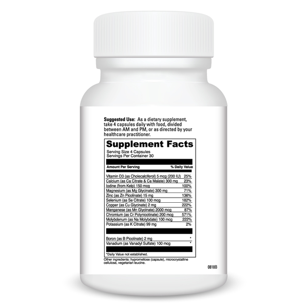 Multi Mineral Complex With D3 Supplement Facts Label