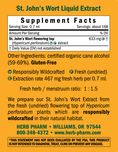 St. John's Wort/Hypericum perforatum Supplement Facts Label