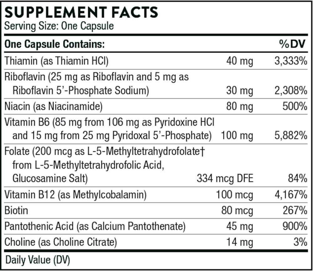 B-Complex #6 NSF Supplement Facts Label