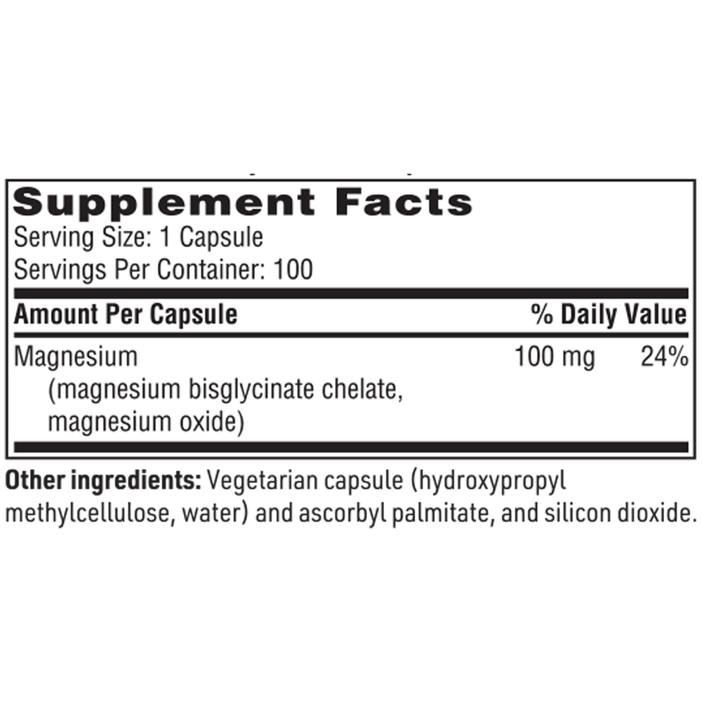 Magnesium Glycinate Complex Supplement Facts Label