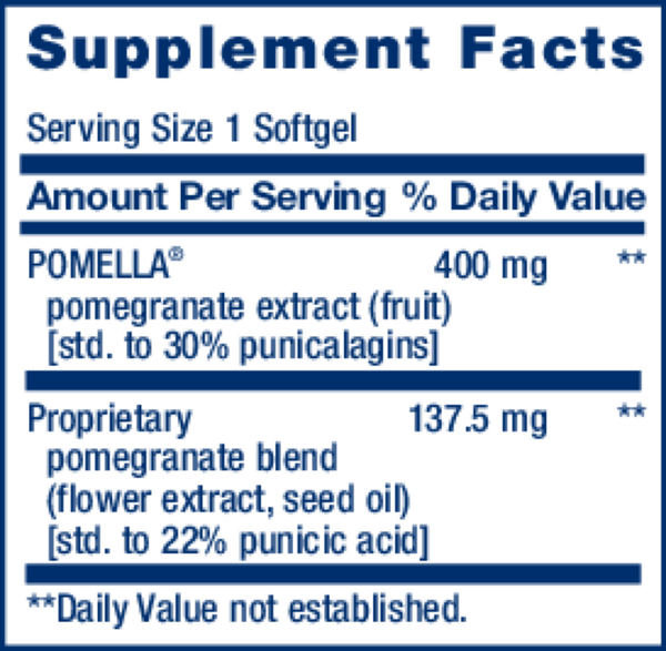 Pomegranate Complete Supplement Facts Label