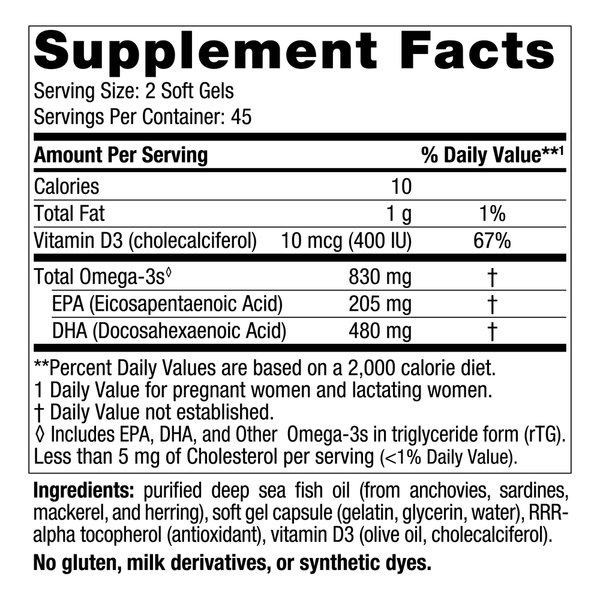Prenatal DHA Unflavored Supplement Facts Label