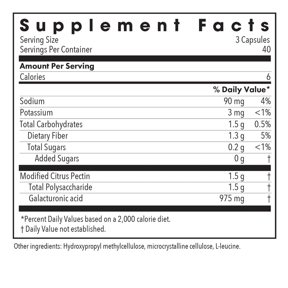 Modified Citrus Pectin Supplement Facts Label